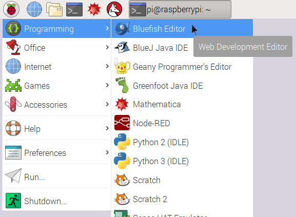 Bluefish Editor Bluefish Editor Raspberry Pi