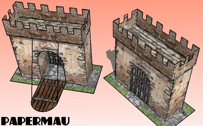 PAPERMAU: A Medieval Castle Paper Model In Minecraft Style - by  1tagiraty1via Pixel Papercraft