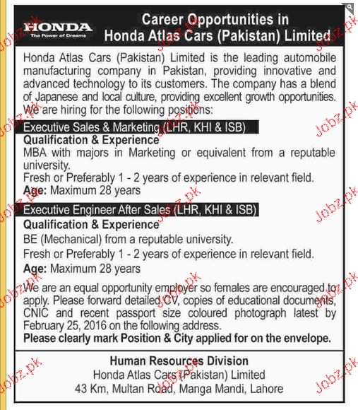 Karachi (Sindh) Jobs ----------------22/2/2016 ~ Idea and Learning