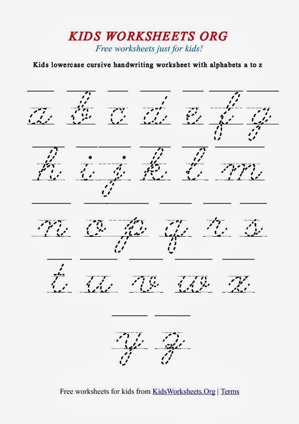 Cursive Calligraphy Free Printable Handwriting Worksheets