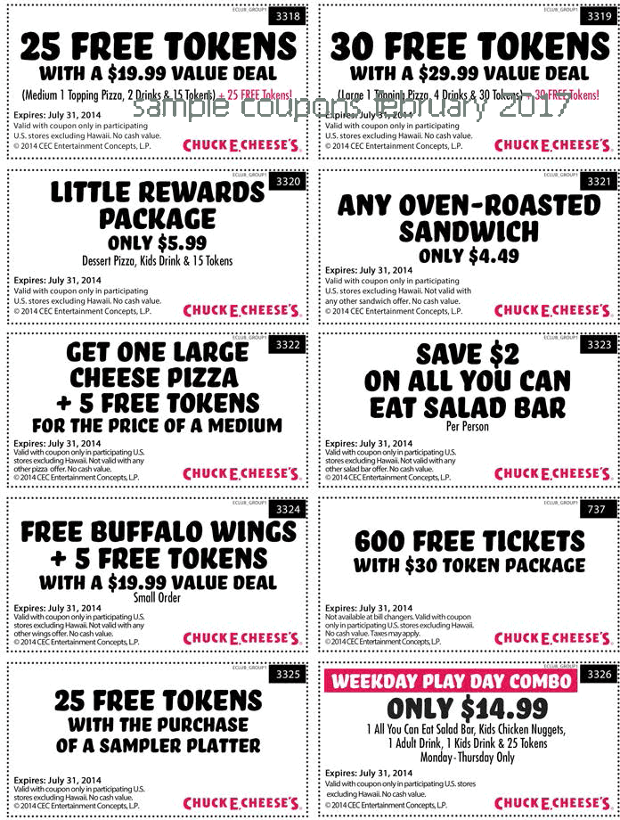Chuck e cheese orlando coupons