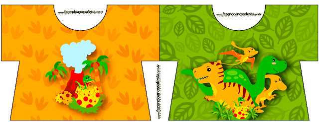 Fiesta de Dinosaurios: Invitaciones de Cumpleaños para Imprimir Gratis. Tarjeta con forma de camisa de Fiesta de Dinosaurios.