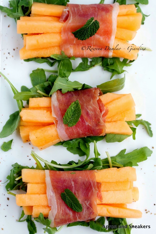 ProsciuttoWrapped Melon Sticks With Rucola
