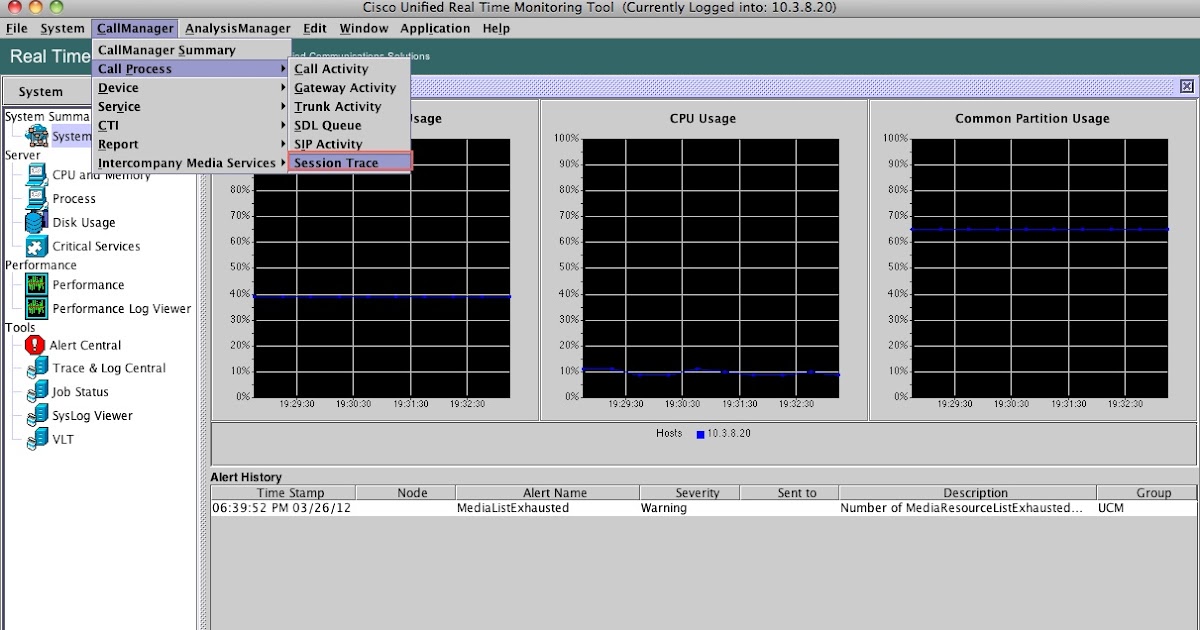 Unified communications guerrilla cisco cucm rtmt session trace