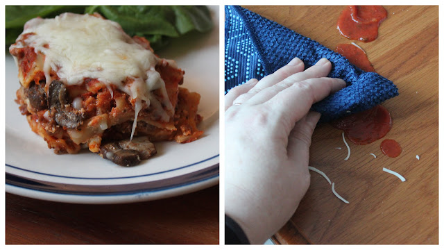 Make this mouthwatering mushroom lasagna, and then get cleanup happening fast -- with your kids helping -- and these tips and tools from Scotch-Brite!