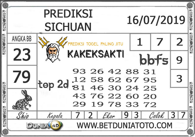 Prediksi Togel SICHUAN DUNIA4D 16 JULI 2019