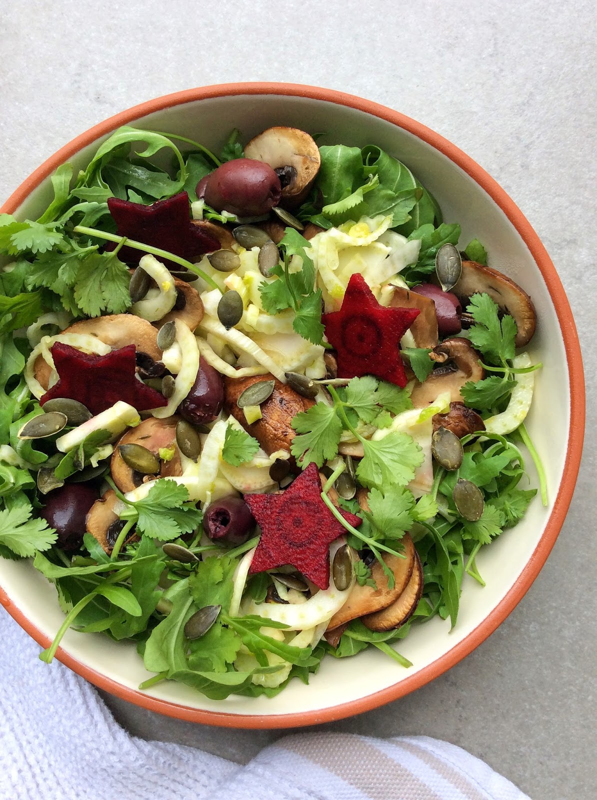 Warm Mushroom, Fennel and Olive Salad