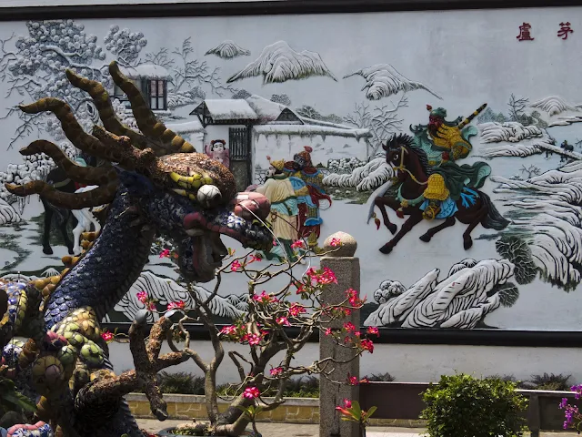 Dragon sculpture at a temple in Hoi An Vietnam
