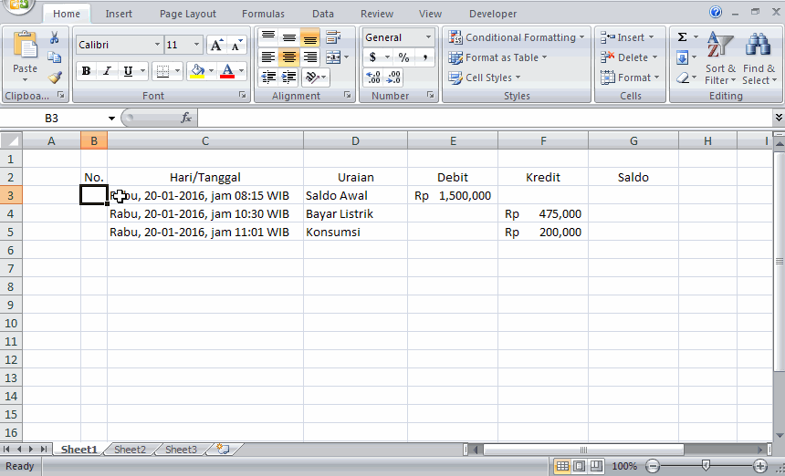 Cara Membuat Tabel Saldo Berjalan Dengan Excel