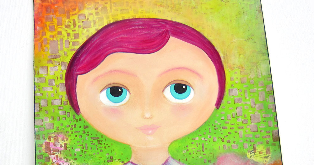 peaceofpi studio Mixed Media Art Journal Girl Portrait