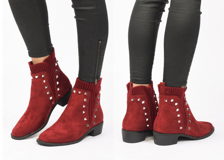 Botine dama Grena de zi cu insertii metalice pret mic online Botine dama Grena de zi cu insertii metalice pret mic online