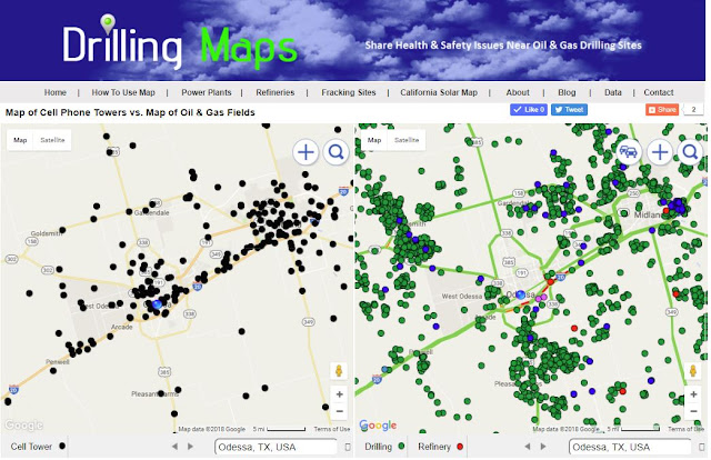 Map of Cell Towers Near Remote Oil & Gas Fields