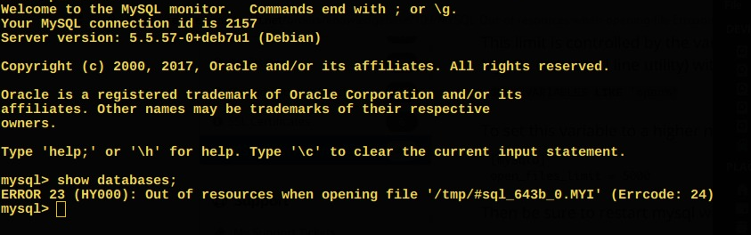 Mysql error in. Error 23.