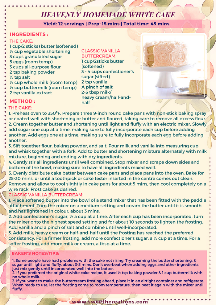HEAVENLY HOMEMADE WHITE CAKE RECIPE