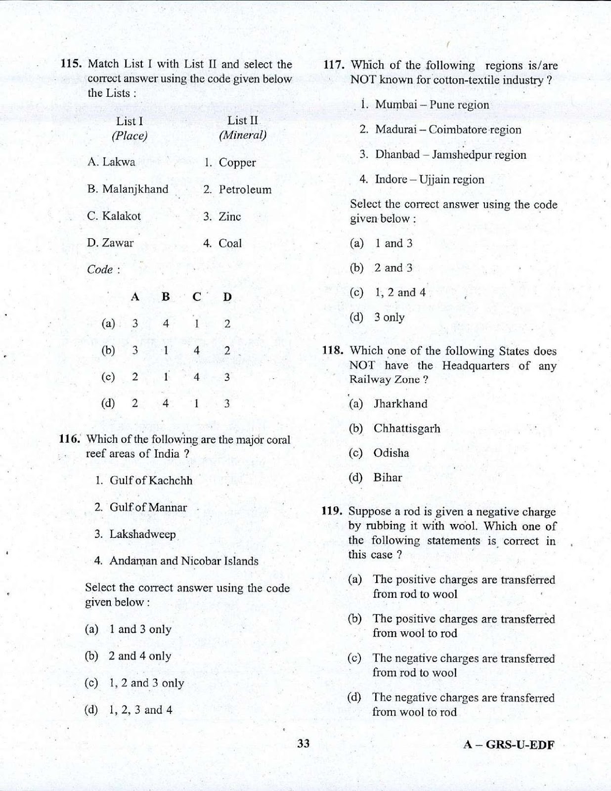 NDA 1 General Ability Test 2016-2017 question paper NDA 1 2017 General Ability Test question paper