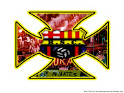 Escudo de Barcelona sobre Cruz de Malta e hinchada de Fondo (afiches de barcelona sporting club idolo del ecuador )
