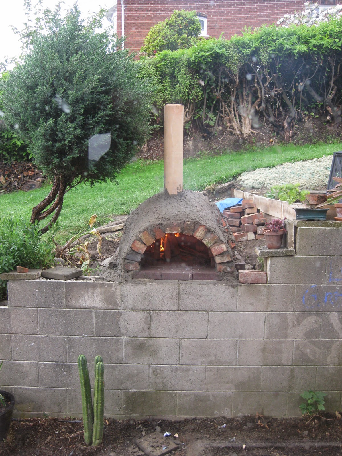 Building Our Pizza Oven 8. (A) Red Clay Brick, Adobe Mortar and