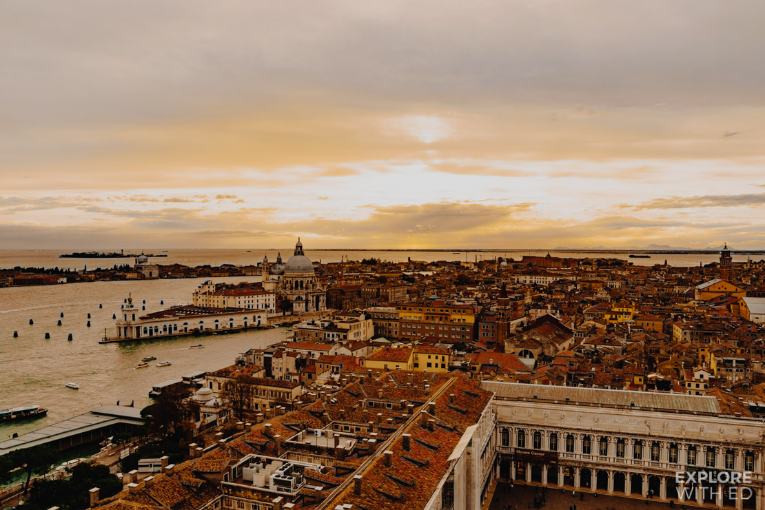 A birds eye view of Venice across St Mark's Square