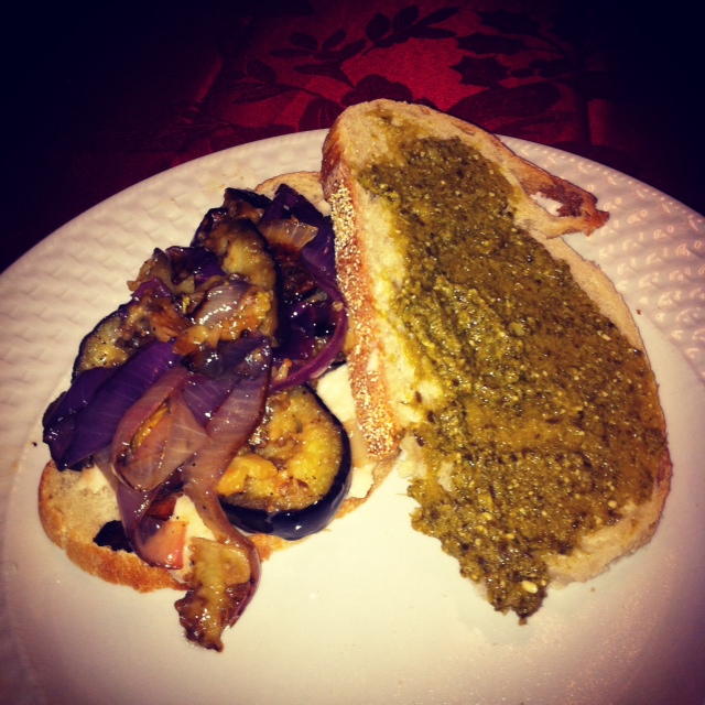 two birds one stone Roasted Eggplant Sandwiches with White Bean Spread