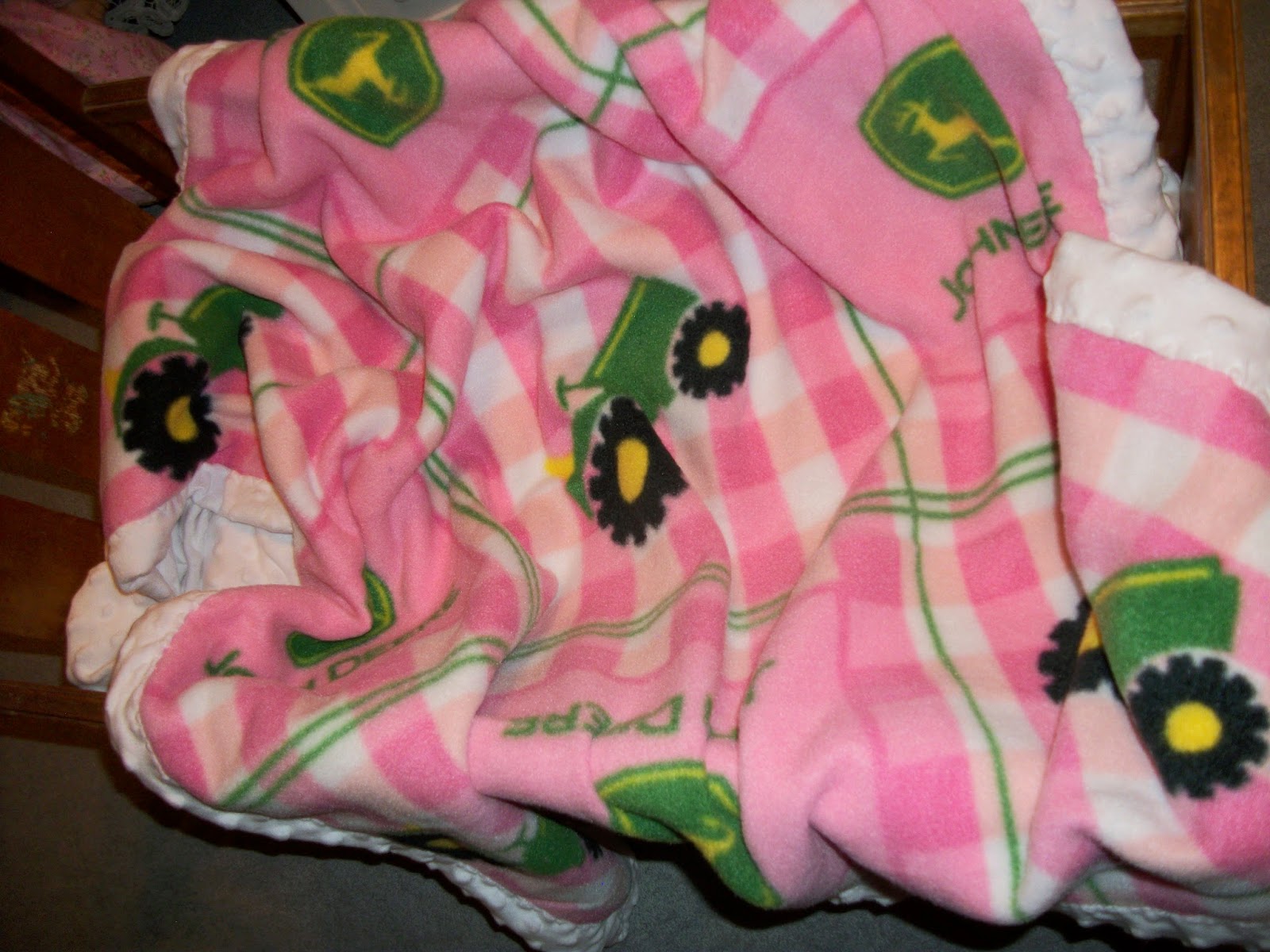 Deerecountry Quilts pink John Deere baby blanket