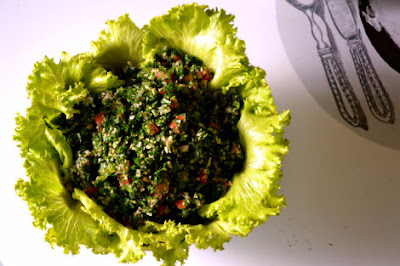Tabbouleh…the real deal! Wash chopped parsley thoroughly and let drain in a fine mesh strainer Tabbouleh…the real deal!