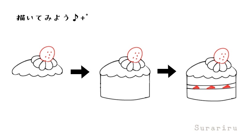 簡単なショートケーキのイラストの描き方 遠北ほのかのイラストサイト