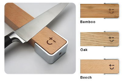 wall-mounted magnetic knife rack in bamboo, oak or beech