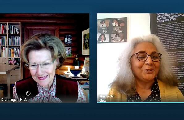Queen Sonja contacted with Fakhra Salimi, founder and executive director of the MIRA Resource Centre via video call