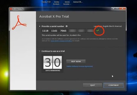 Where can you find a serial number to activate a copy of Adobe Acrobat 9 Pro?
