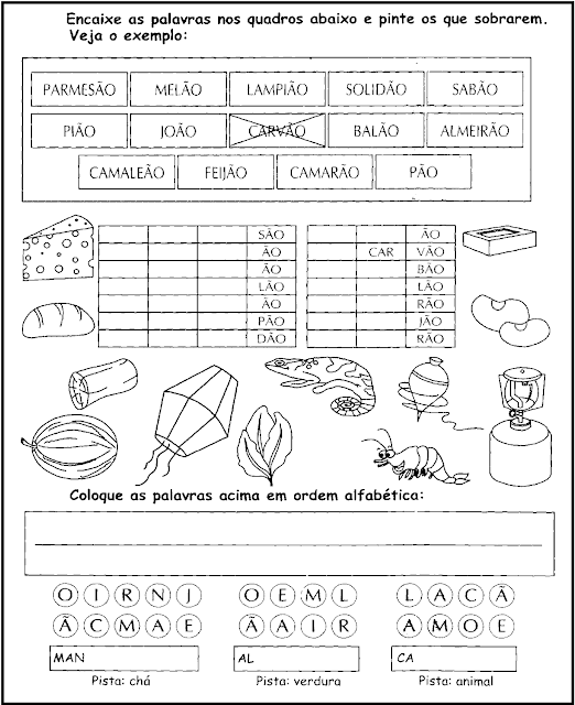 Atividades com Palavras Terminadas em ÃO