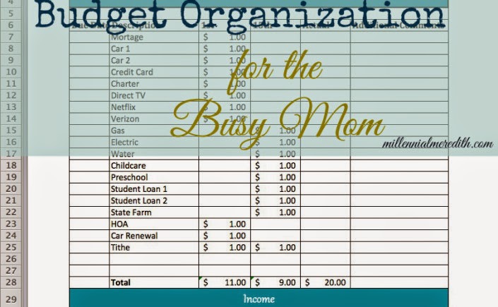 Budget Organization For The Busy Mom graphic.