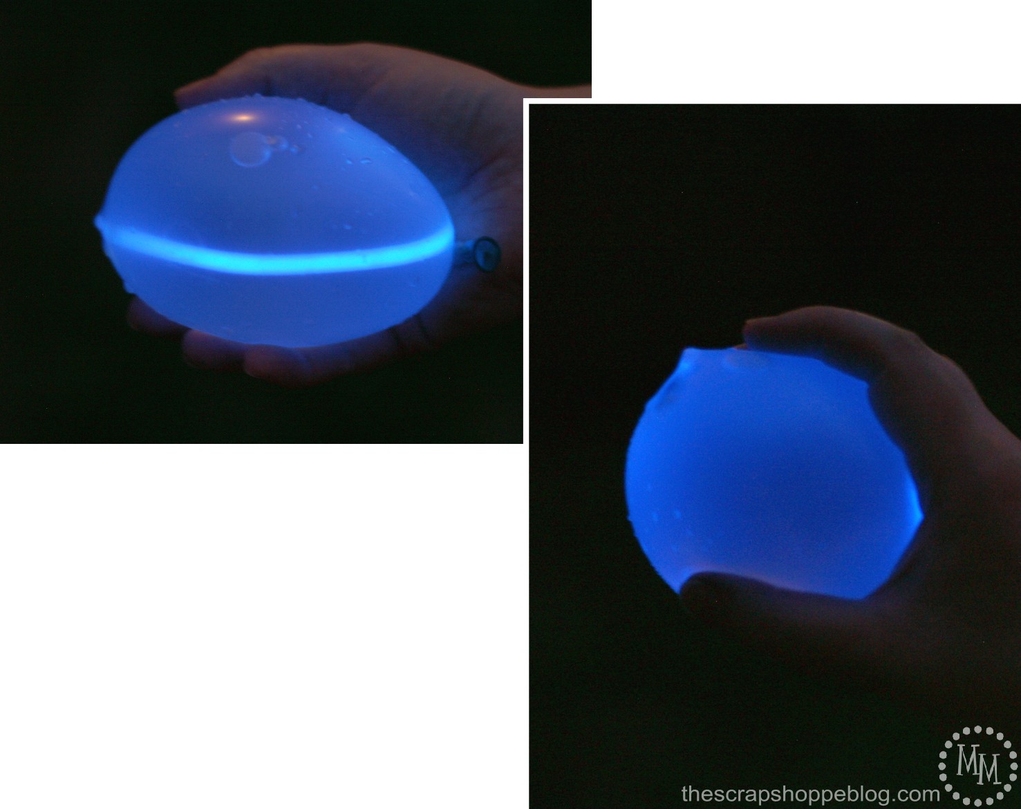 Glow sticks inside water balloons