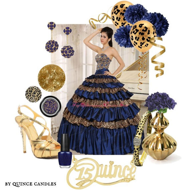 navy blue and gold quinceanera
