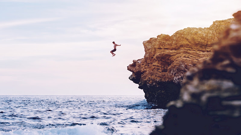 Jumping from Cliffs in Ocean Waves