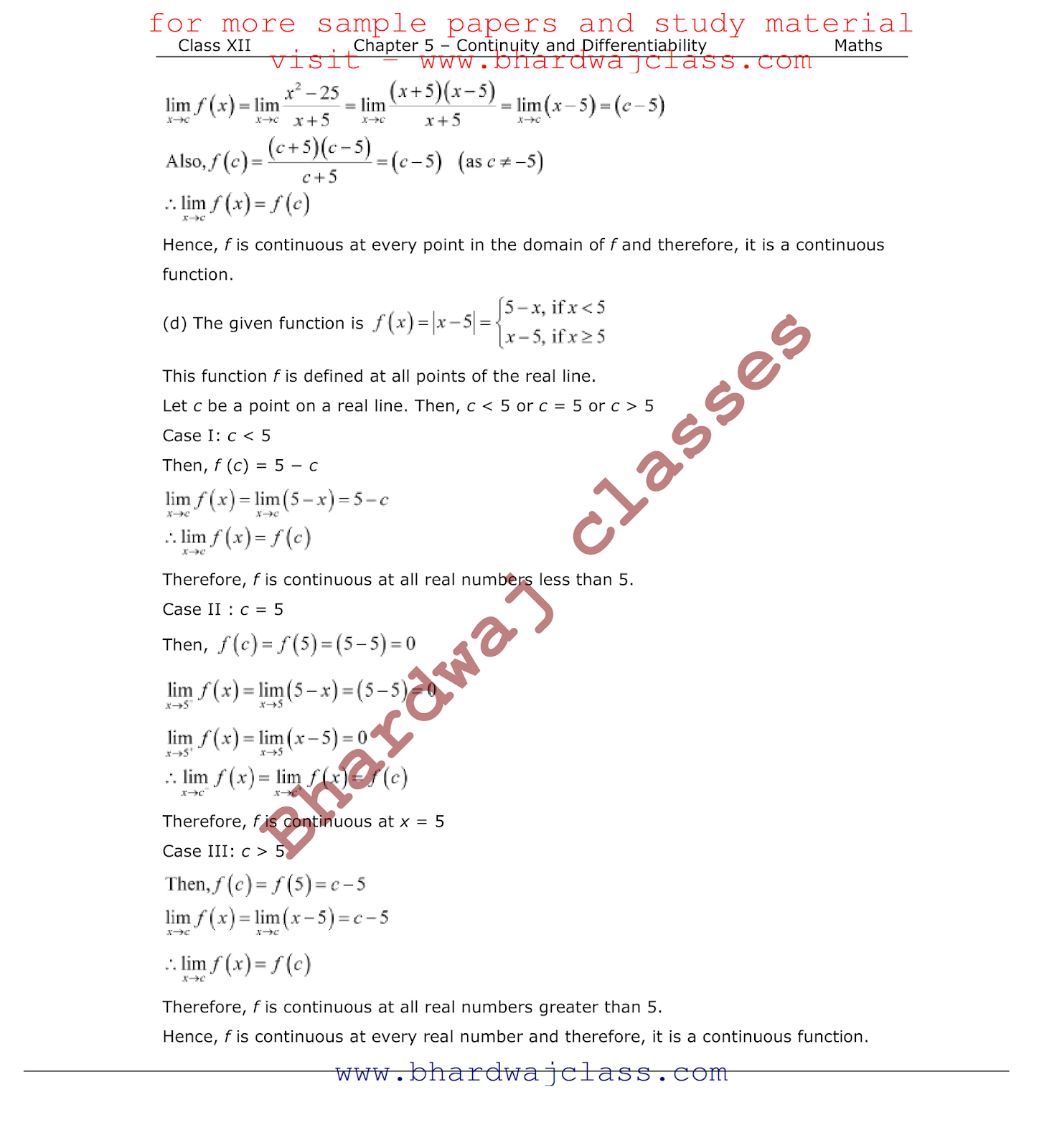 Class 12 Maths NCERT Solutions Chapter-5 Class 12 Maths NCERT Solutions Chapter-5