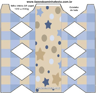 Estrellas Beige y Azul: Cajas para Imprimir Gratis. Estrellas Beige y Azul: Cajas para Imprimir Gratis.