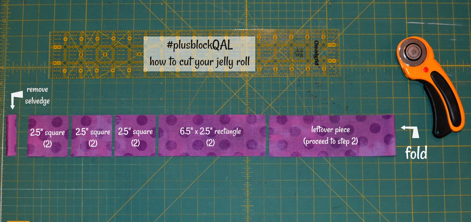 Steph Jacobson Designs plusblockQAL...cutting your jelly roll