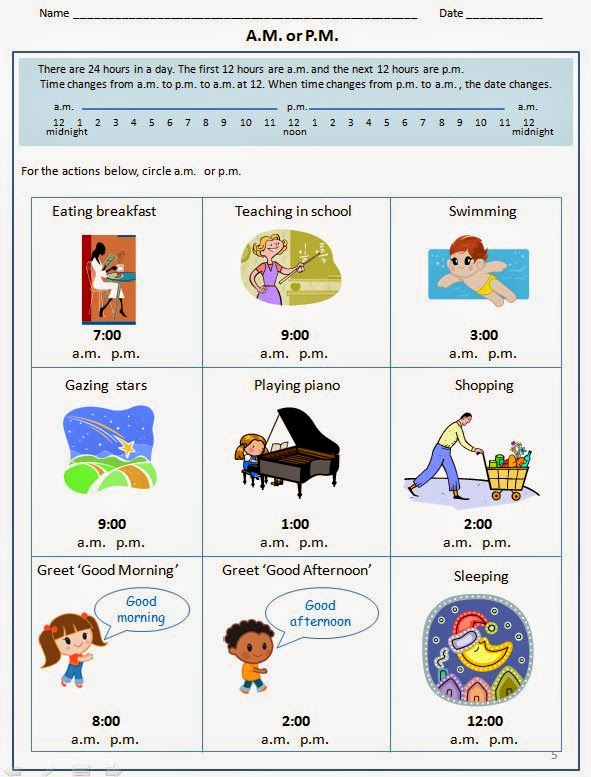 time worksheet: NEW 110 TIME WORKSHEETS AM AND PM