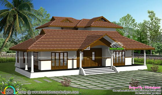 Kerala traditional home with plan