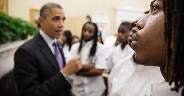President Obama meets with students at the White House
