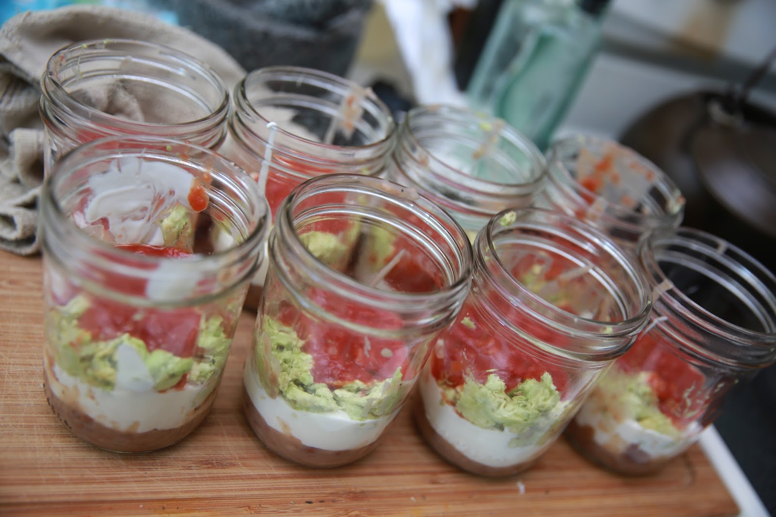 Hawks and honey Individual 7 Layer Ball Jar Appetizers.