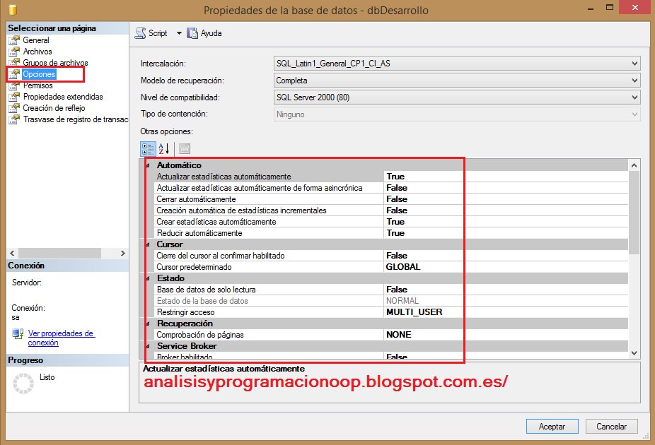 Análisis y Programación: Creación y modificación de bases de datos SQL ...