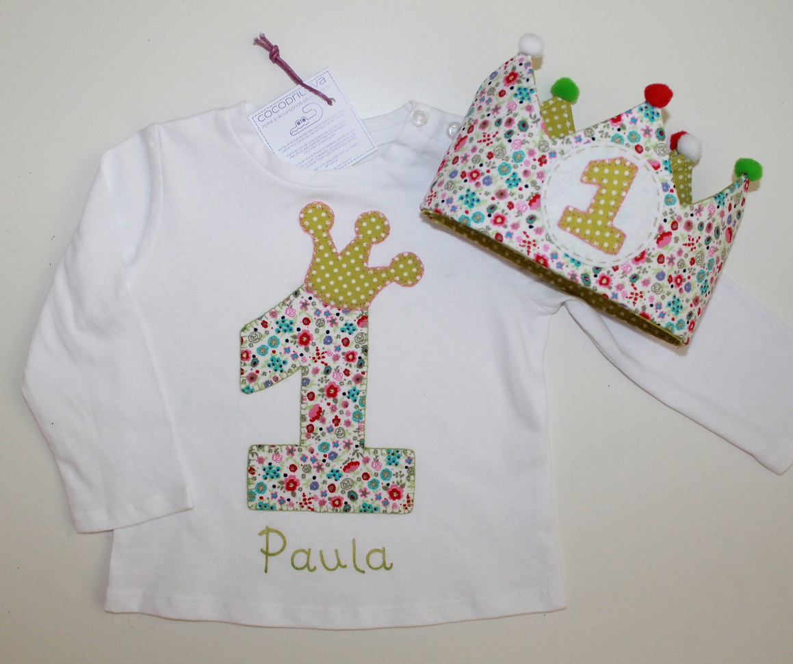 cocodrilova: conjunto de cumpleaños camiseta y corona 1 año