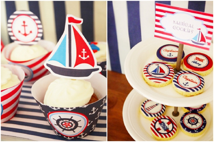 A Preppy Nautical Birthday Party Deserts Table