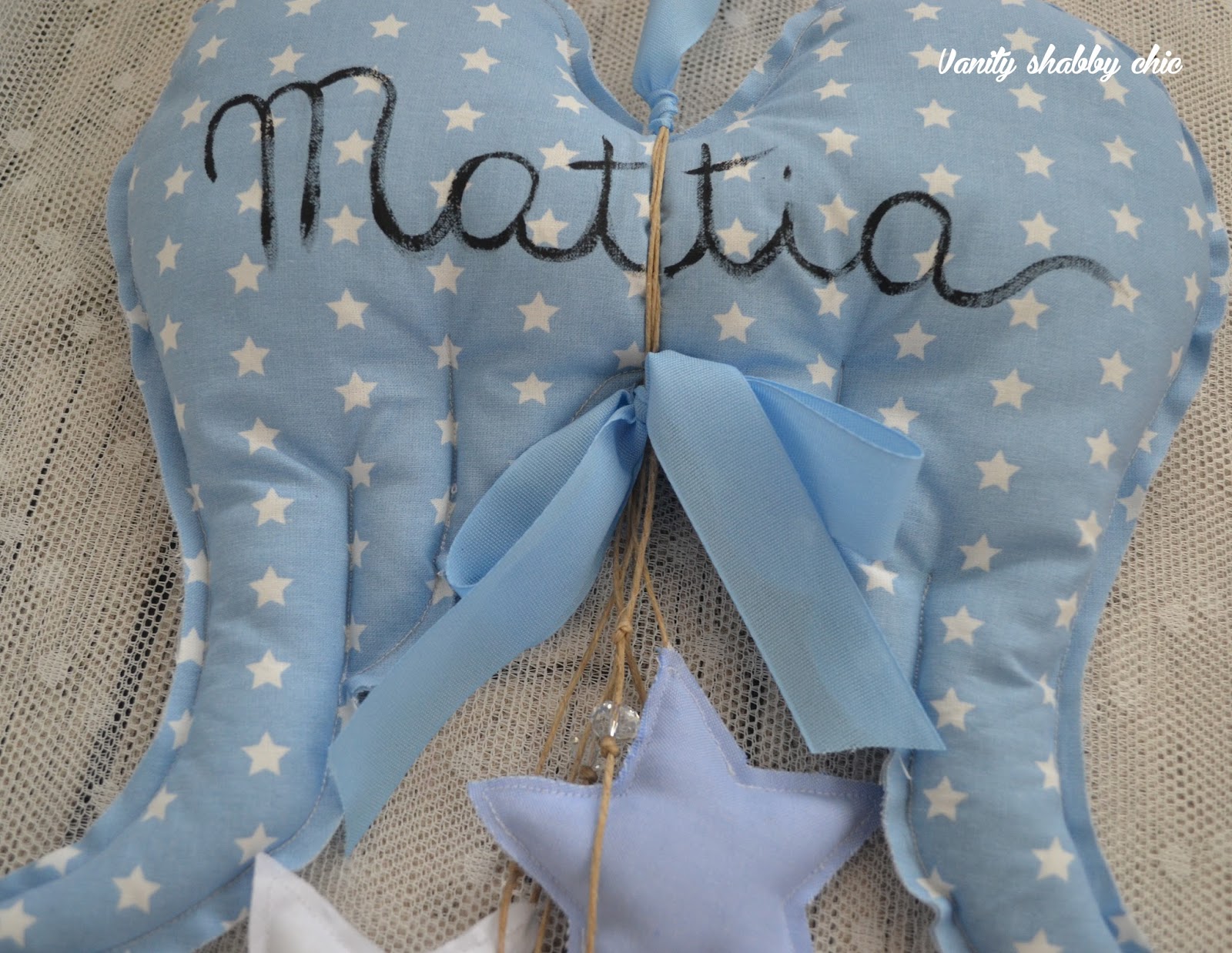 Vanity shabby chic: Fiocco nascita maschietto
