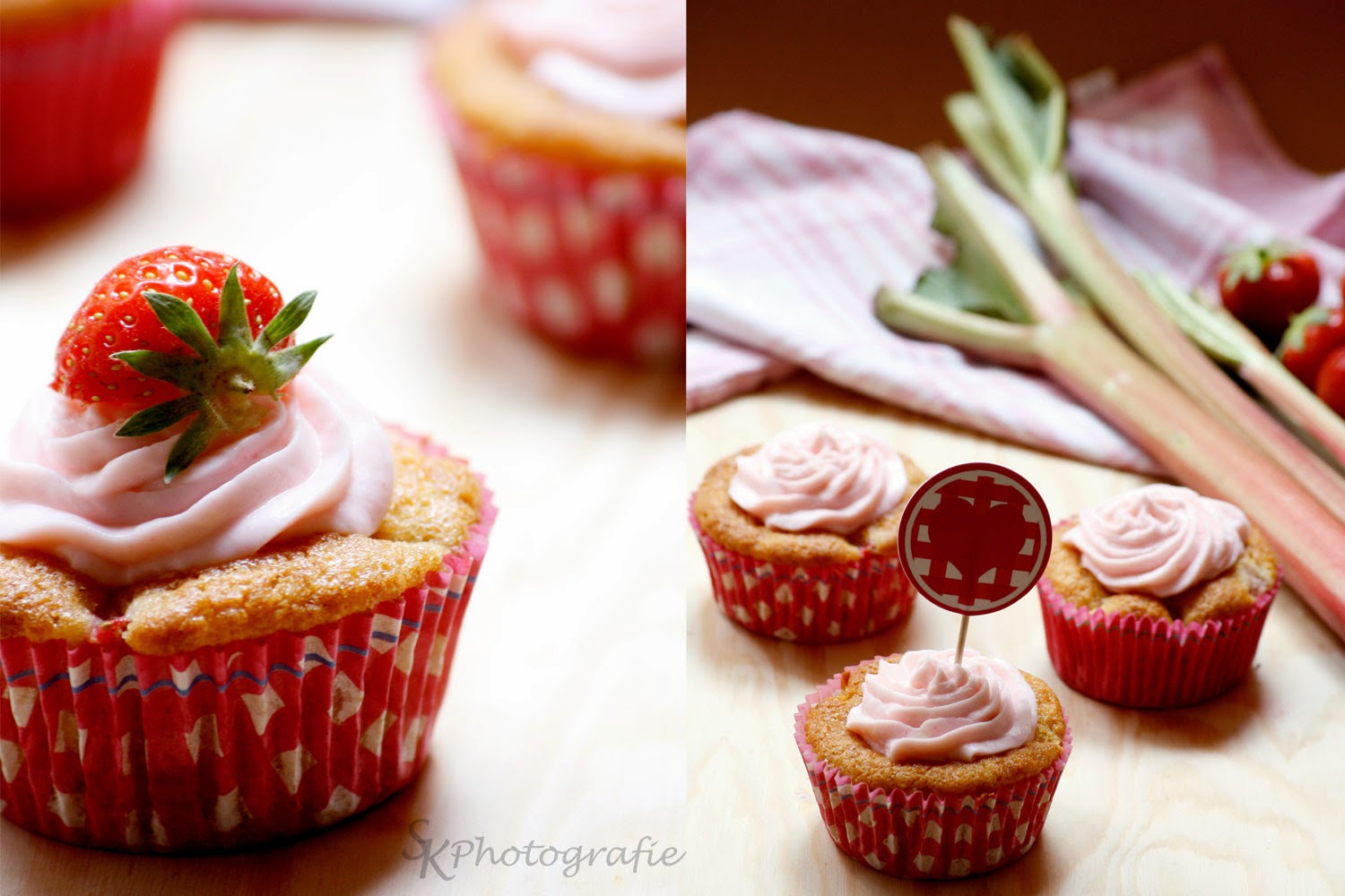 Erdbeer-Rhabarber-Cupcakes mit Rhabarber-Topping | Alles und Anderes