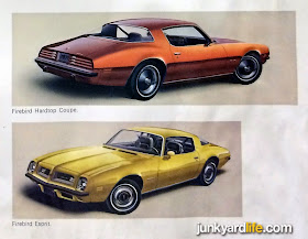 Examples of the two mystery colors that Pontiac did not offer but showed in their 1975 Pontiac lineup brochure.