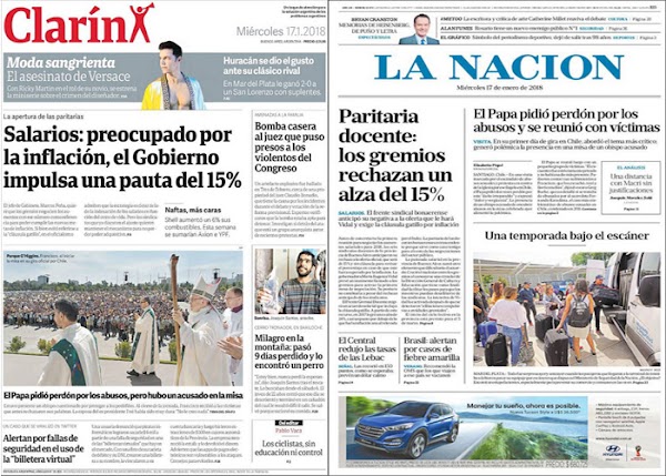 Los diarios Clarín y Nación omitieron el escándalo de Triaca en sus tapas Los diarios Clarín y Nación omitieron el escándalo de Triaca en sus tapas