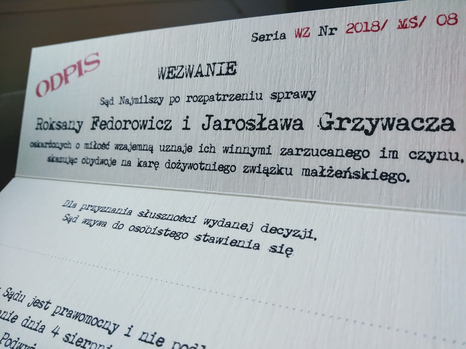 Zaproszenie ślubne Inne Niż Wszystkie Testeroksa
