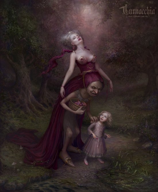 As ilustrações de fantasia sombria com um toque surreal de Olga Cornacchia Olga Cornacchia deviantart ilustrações fantasia surreal contos de fada sombria